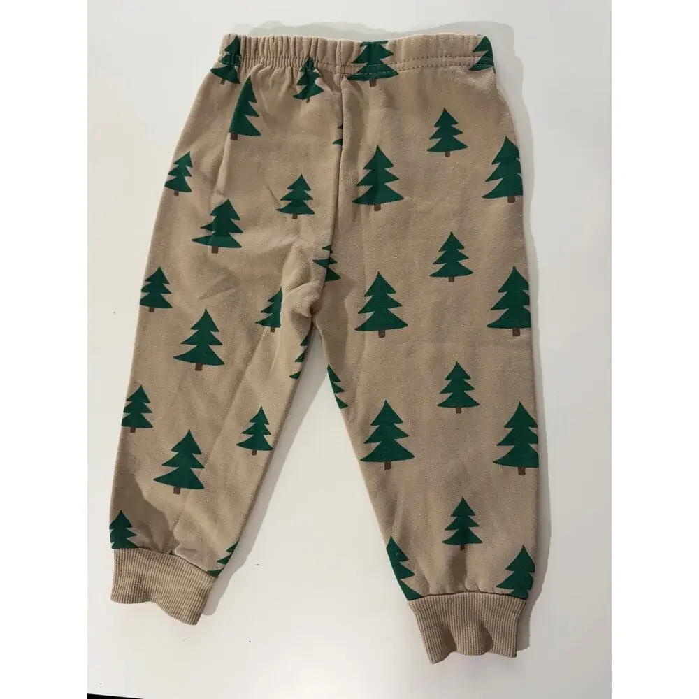 Lila & Jack Toddler 2T Christmas Tree Sweatshirt Jogger Set Beige Green